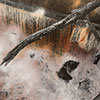 Denny Moers' monoprint "Debris Over Raging Dam."