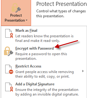 image of the Encrypt with Password option