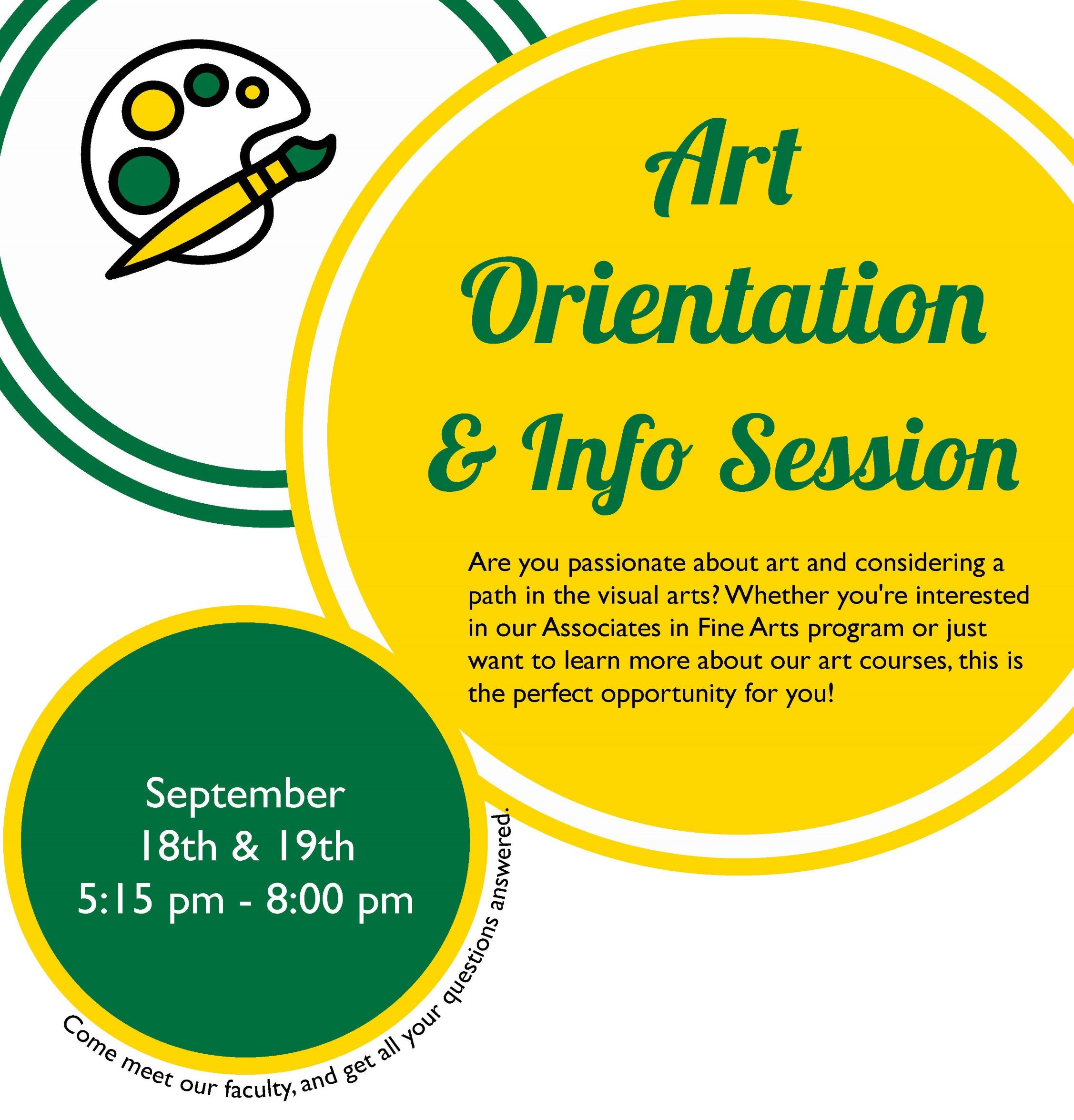 Art Orientation & Info Sessions - Sept. 18th &19th