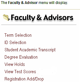 image of Faculty & Advisor menu