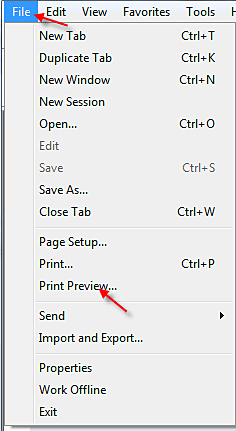 image of selecting "Print preview"