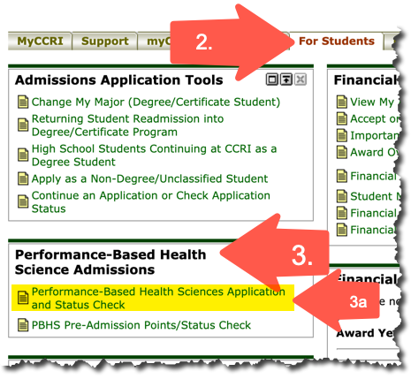 MyCCRI For Students tab