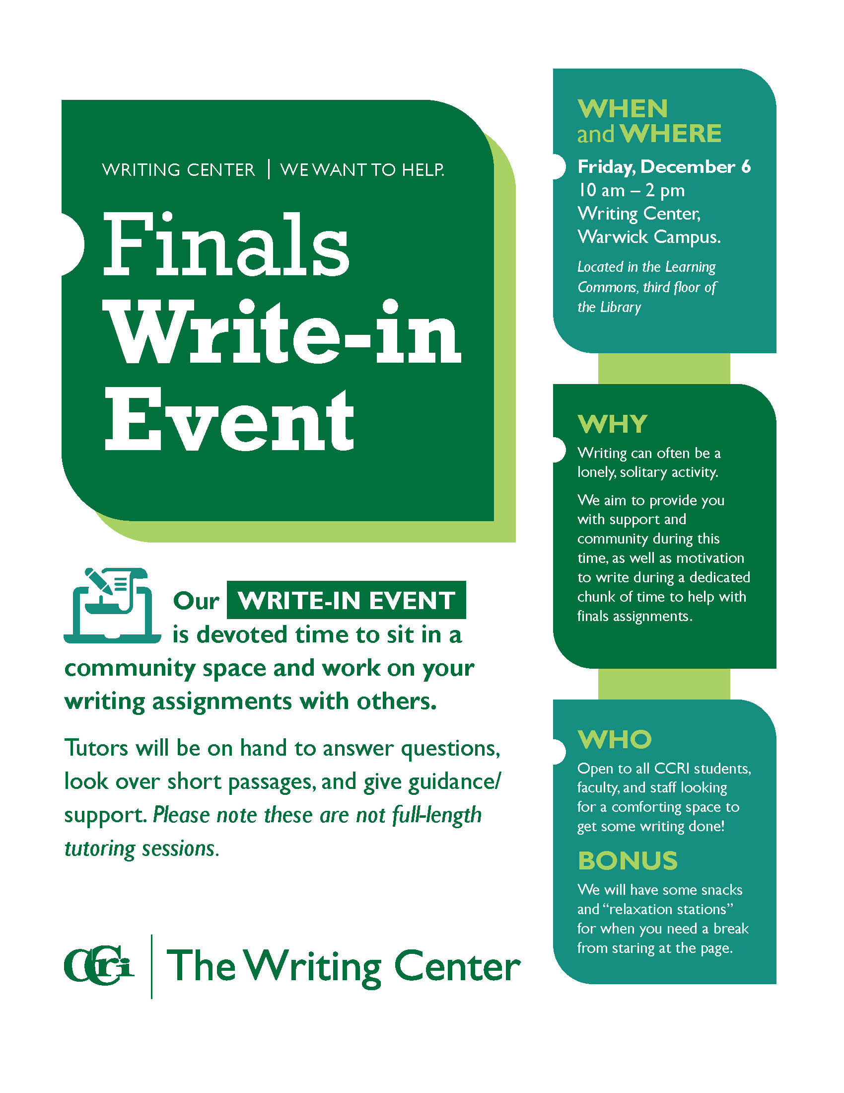 Write In Event - December 6th!